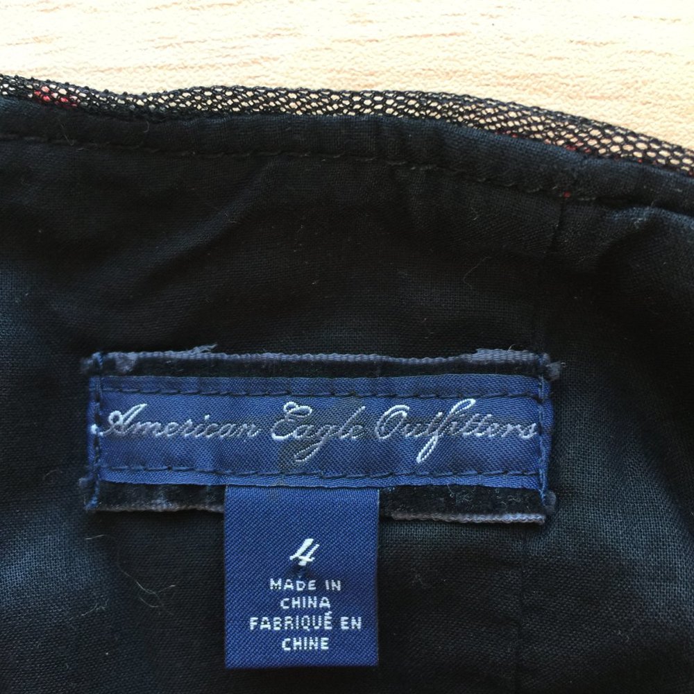 American Eagle Outfitters Black and Red Tartan and Raw Edge Tulle Dress Size 4 - Picture 3 of 5